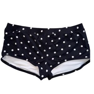 Lands End Polka Dot Swim Shorts Black White Boy Short Swimsuit Bottoms Womens 16